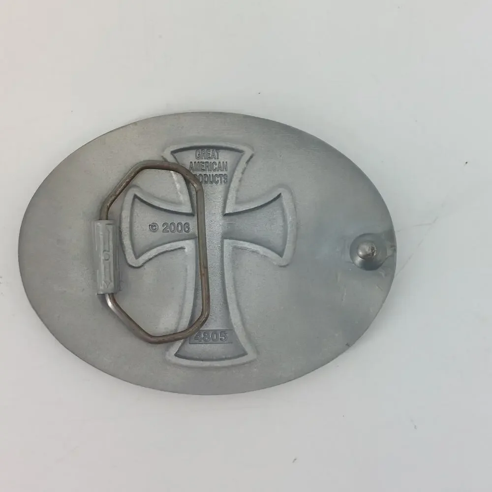 Cross Belt Buckle Great American Products 2006 Christian Oval Hammered